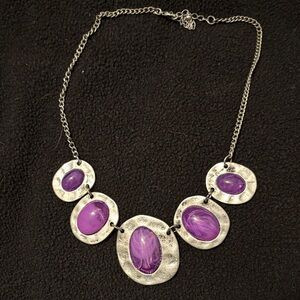 Elegant Silver and Purple Necklace